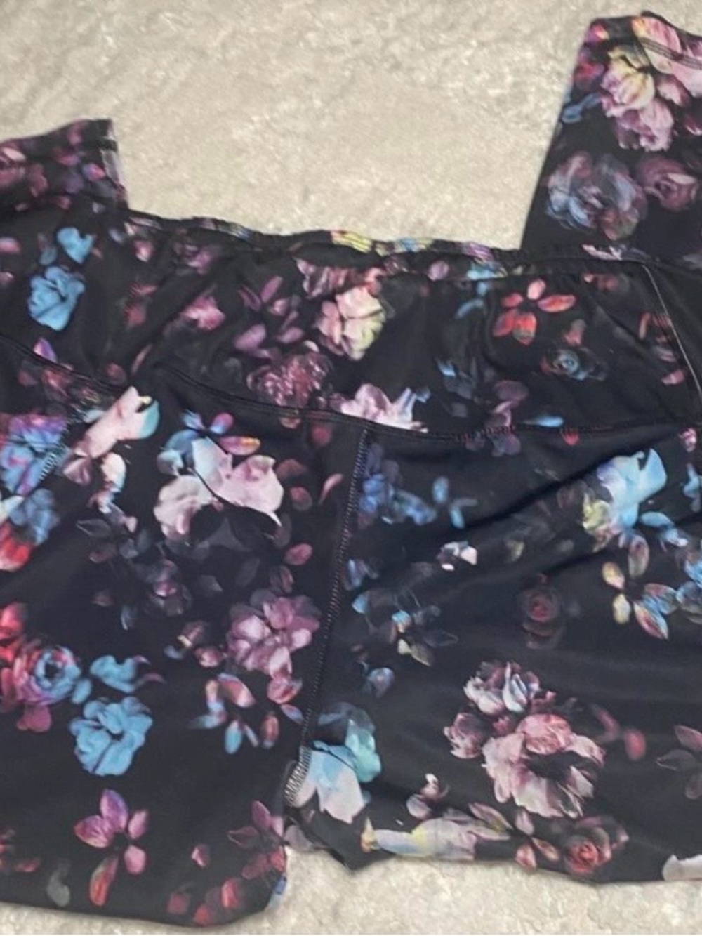 Avia Black Leggings with Multicolor Floral Print Womens XXL (20)